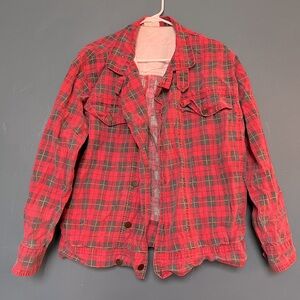 Gasoline denim red plaid vintage denim jacket